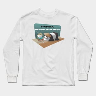 panda steals pasta Long Sleeve T-Shirt